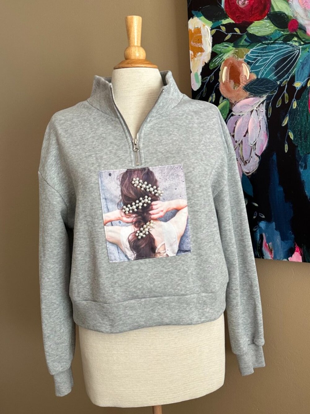 FP Anthro Style 3D Pearl Graphic Quarter Zip M